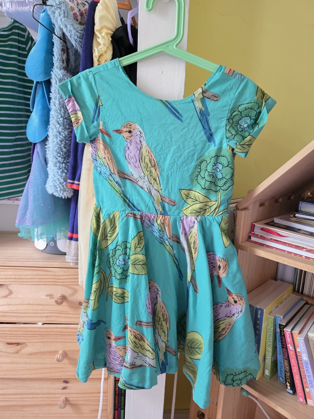 Tea 5y Bird Button Back Skirted Dress